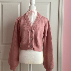 Pink knit cardigan